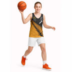 Australia New Zealand Rugby Basketball Jersey Gold Aboriginal Wallabies and Maori Black Fern - Aussie Hoodie
