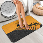 Australia New Zealand Rugby Bathroom Set Gold Aboriginal Wallabies and Maori Black Fern - Aussie Hoodie