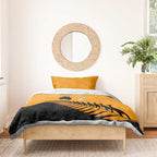 Australia New Zealand Rugby Bedding Set Gold Aboriginal Wallabies and Maori Black Fern - Aussie Hoodie