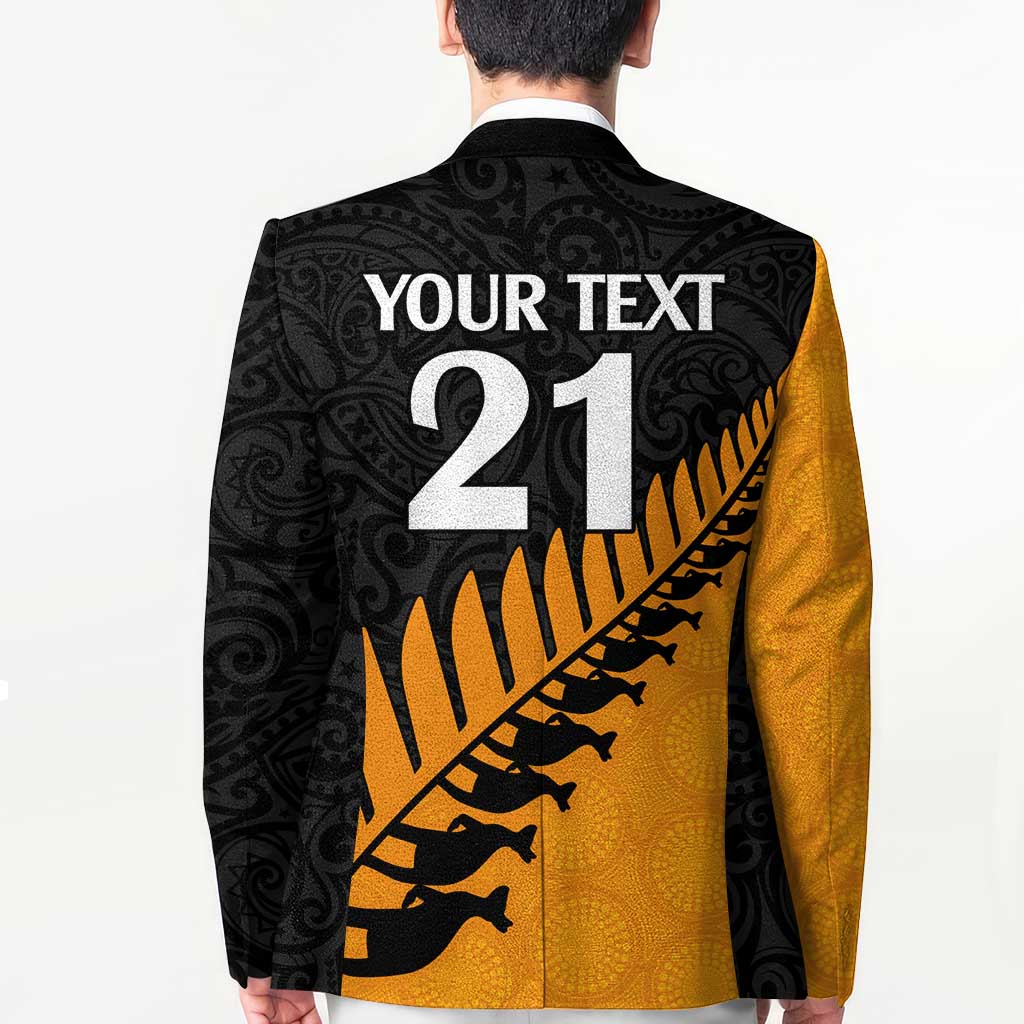 Australia New Zealand Rugby Blazer Gold Aboriginal Wallabies and Maori Black Fern - Aussie Hoodie