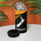 Australia New Zealand Rugby 4 in 1 Can Cooler Tumbler Gold Aboriginal Wallabies and Maori Black Fern - Aussie Hoodie