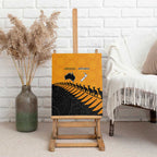 Australia New Zealand Rugby Canvas Wall Art Gold Aboriginal Wallabies and Maori Black Fern - Aussie Hoodie