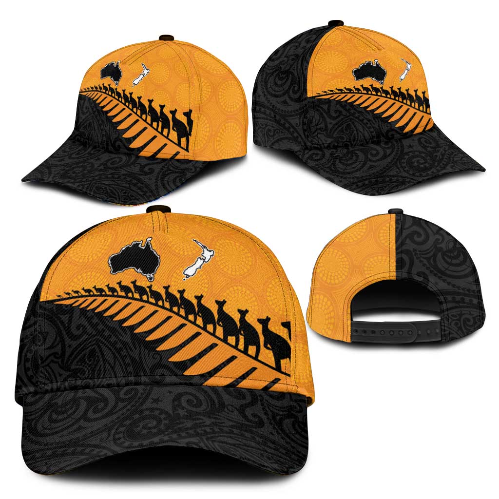 Australia New Zealand Rugby Classic Cap Gold Aboriginal Wallabies and Maori Black Fern - Aussie Hoodie