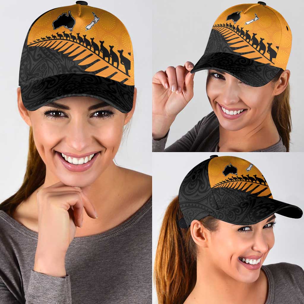 Australia New Zealand Rugby Classic Cap Gold Aboriginal Wallabies and Maori Black Fern - Aussie Hoodie