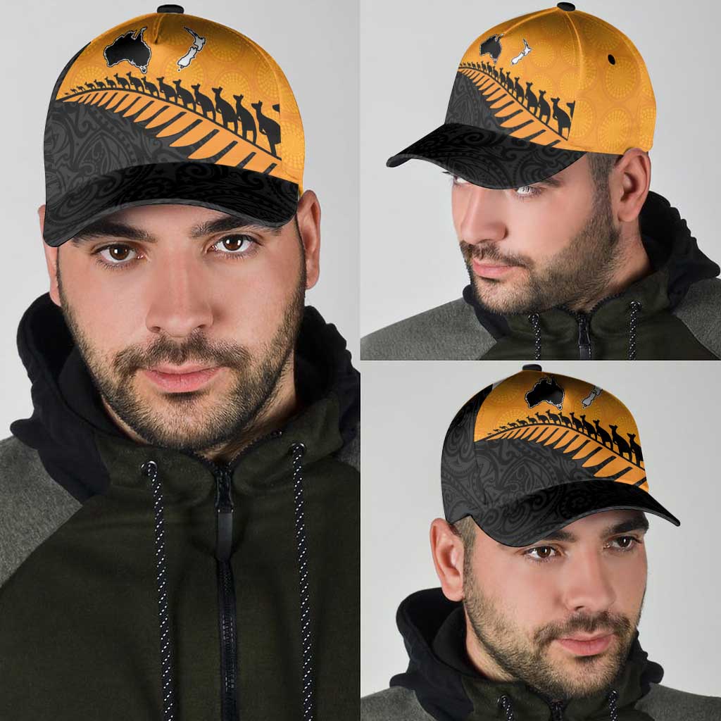 Australia New Zealand Rugby Classic Cap Gold Aboriginal Wallabies and Maori Black Fern - Aussie Hoodie