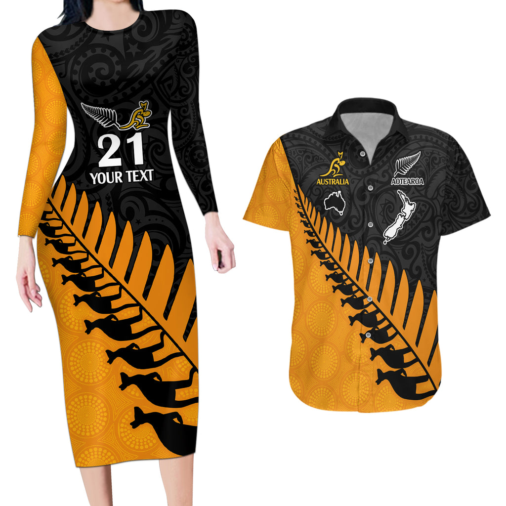 custom-australia-wallabies-and-aotearoa-rugby-couples-matching-long-sleeve-bodycon-dress-and-hawaiian-shirt-kangaroo-black-fern-maori-gold-vibe