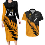 custom-australia-wallabies-and-aotearoa-rugby-couples-matching-long-sleeve-bodycon-dress-and-hawaiian-shirt-kangaroo-black-fern-maori-gold-vibe