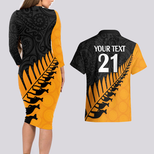 custom-australia-wallabies-and-aotearoa-rugby-couples-matching-long-sleeve-bodycon-dress-and-hawaiian-shirt-kangaroo-black-fern-maori-gold-vibe