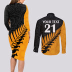 custom-australia-wallabies-and-aotearoa-rugby-couples-matching-long-sleeve-bodycon-dress-and-long-sleeve-button-shirts-kangaroo-black-fern-maori-gold-vibe