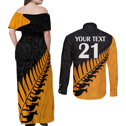 custom-australia-wallabies-and-aotearoa-rugby-couples-matching-off-shoulder-maxi-dress-and-long-sleeve-button-shirts-kangaroo-black-fern-maori-gold-vibe