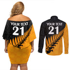custom-australia-wallabies-and-aotearoa-rugby-couples-matching-off-shoulder-short-dress-and-long-sleeve-button-shirts-kangaroo-black-fern-maori-gold-vibe