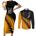 custom-australia-wallabies-and-aotearoa-rugby-couples-matching-short-sleeve-bodycon-dress-and-long-sleeve-button-shirts-kangaroo-black-fern-maori-gold-vibe