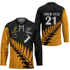 Australia New Zealand Rugby Hockey Jersey Gold Aboriginal Wallabies and Maori Black Fern - Aussie Hoodie