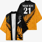 Australia New Zealand Rugby Kimono Gold Aboriginal Wallabies and Maori Black Fern - Aussie Hoodie
