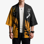 Australia New Zealand Rugby Kimono Gold Aboriginal Wallabies and Maori Black Fern - Aussie Hoodie