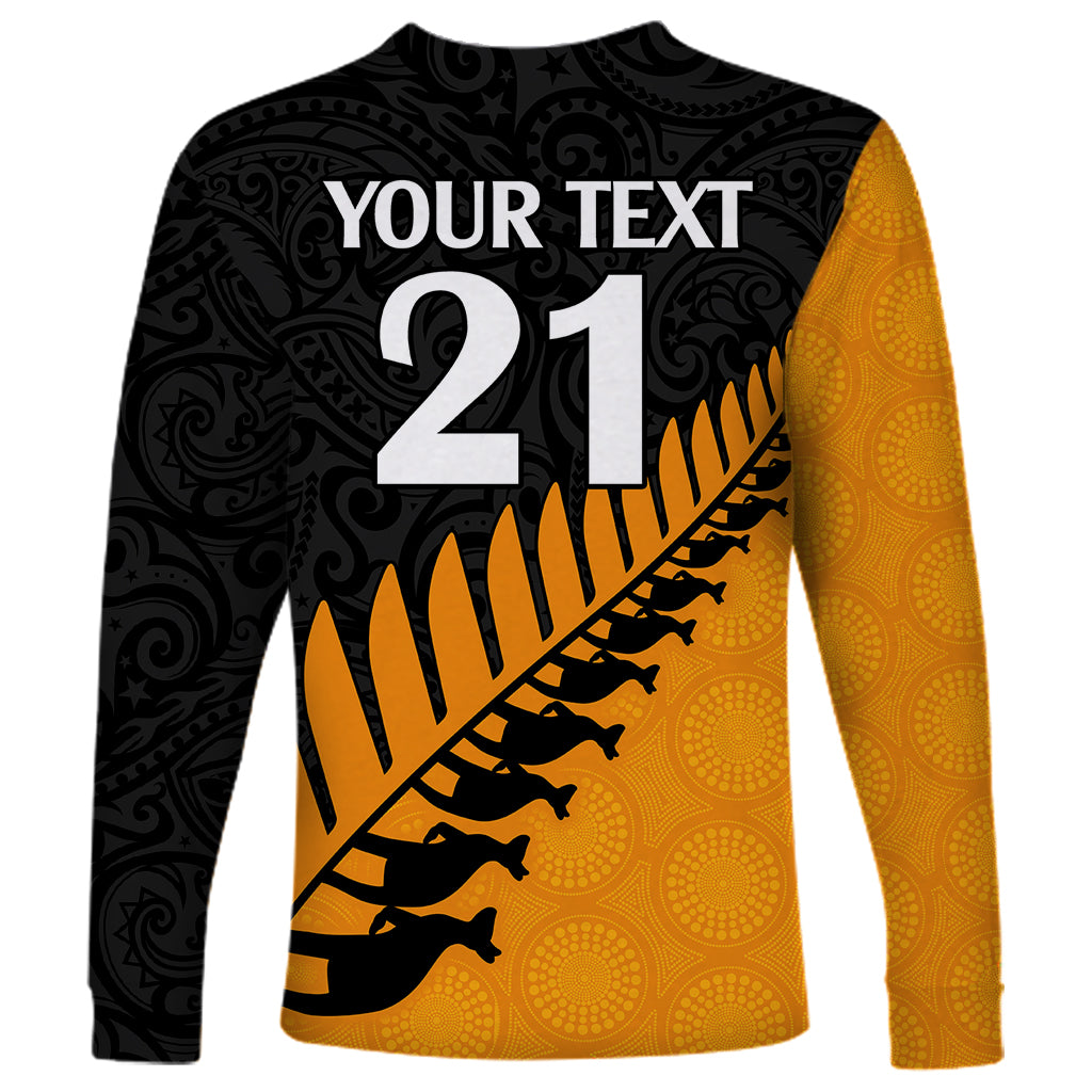 custom-australia-wallabies-and-aotearoa-rugby-long-sleeve-shirt-kangaroo-black-fern-maori-gold-vibe