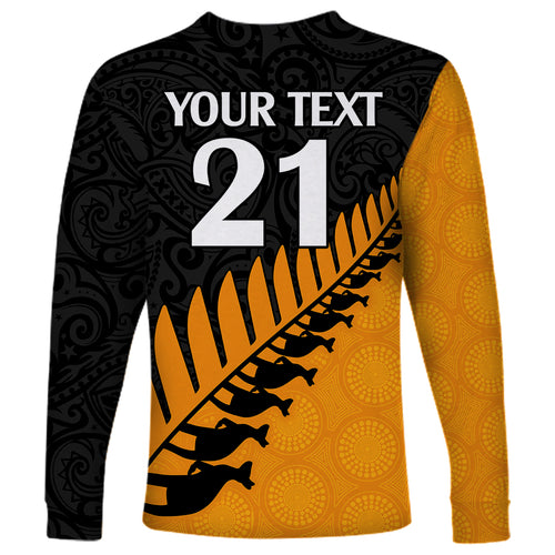 custom-australia-wallabies-and-aotearoa-rugby-long-sleeve-shirt-kangaroo-black-fern-maori-gold-vibe