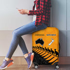 Australia New Zealand Rugby Luggage Cover Gold Aboriginal Wallabies and Maori Black Fern - Aussie Hoodie