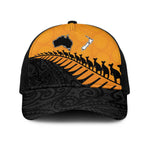 Australia New Zealand Rugby Mesh Trucker Cap Gold Aboriginal Wallabies and Maori Black Fern - Aussie Hoodie