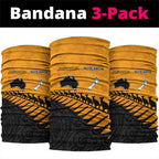 Australia New Zealand Rugby Neck Gaiter Gold Aboriginal Wallabies and Maori Black Fern LT9