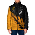 Australia New Zealand Rugby Padded Jacket Gold Aboriginal Wallabies and Maori Black Fern - Aussie Hoodie