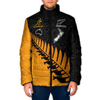 Australia New Zealand Rugby Padded Jacket Gold Aboriginal Wallabies and Maori Black Fern - Aussie Hoodie