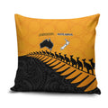 Australia New Zealand Rugby Pillow Cover Gold Aboriginal Wallabies and Maori Black Fern - Aussie Hoodie