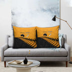 Australia New Zealand Rugby Pillow Cover Gold Aboriginal Wallabies and Maori Black Fern - Aussie Hoodie