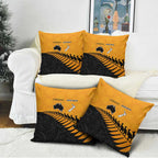 Australia New Zealand Rugby Pillow Cover Gold Aboriginal Wallabies and Maori Black Fern - Aussie Hoodie