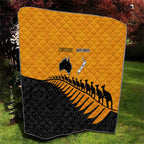 Australia New Zealand Rugby Quilt Gold Aboriginal Wallabies and Maori Black Fern - Aussie Hoodie