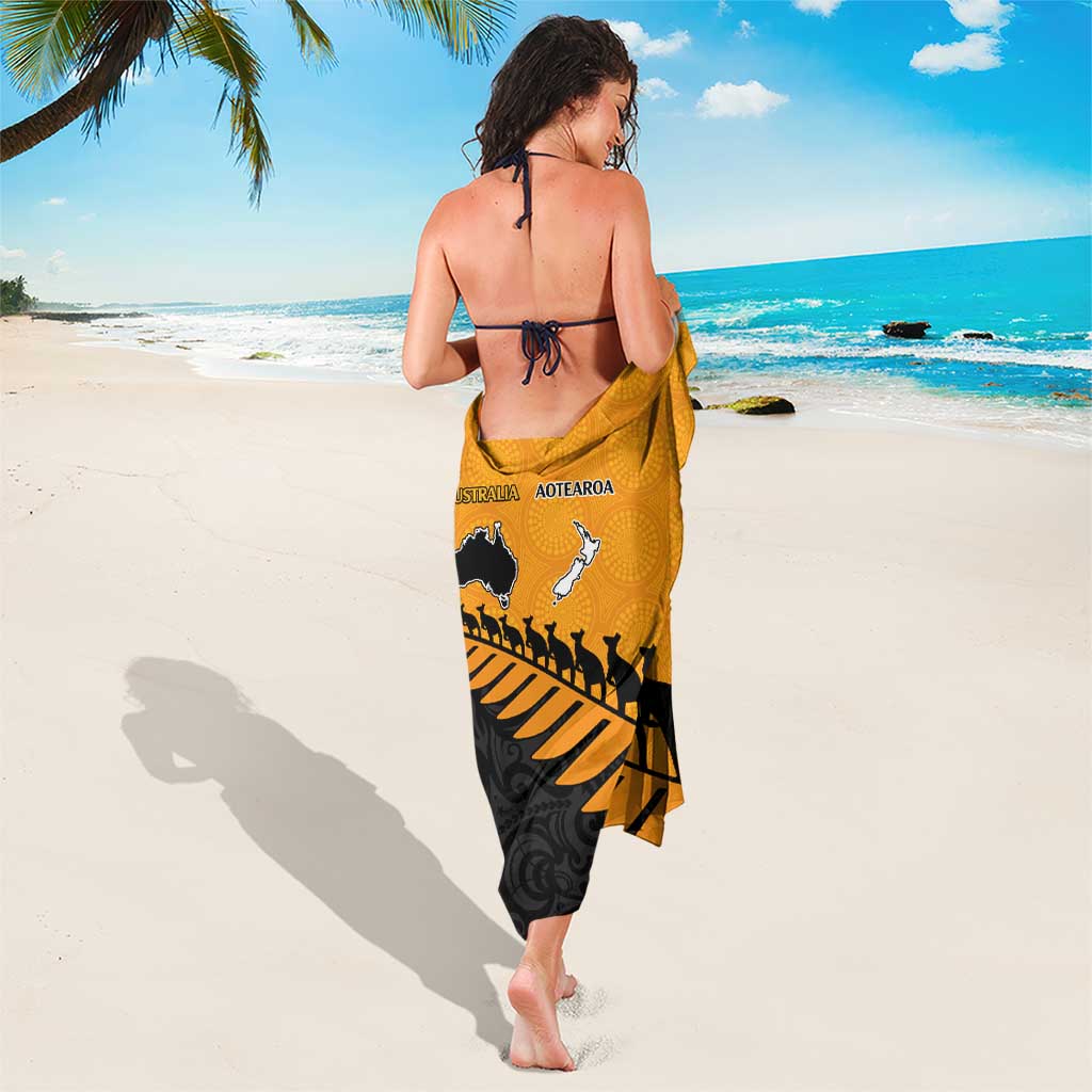 Australia New Zealand Rugby Sarong Gold Aboriginal Wallabies and Maori Black Fern - Aussie Hoodie