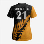Australia New Zealand Rugby Scrub Top Gold Aboriginal Wallabies and Maori Black Fern - Aussie Hoodie