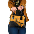 Australia New Zealand Rugby Shoulder Handbag Gold Aboriginal Wallabies and Maori Black Fern - Aussie Hoodie