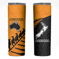 Australia New Zealand Rugby Skinny Tumbler Gold Aboriginal Wallabies and Maori Black Fern - Aussie Hoodie