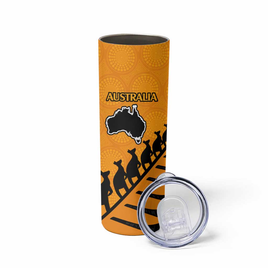 Australia New Zealand Rugby Skinny Tumbler Gold Aboriginal Wallabies and Maori Black Fern - Aussie Hoodie