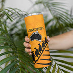 Australia New Zealand Rugby Skinny Tumbler Gold Aboriginal Wallabies and Maori Black Fern - Aussie Hoodie