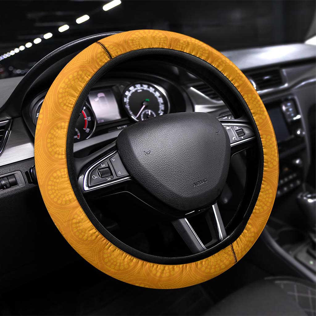 Australia New Zealand Rugby Steering Wheel Cover Gold Aboriginal Wallabies and Maori Black Fern - Aussie Hoodie