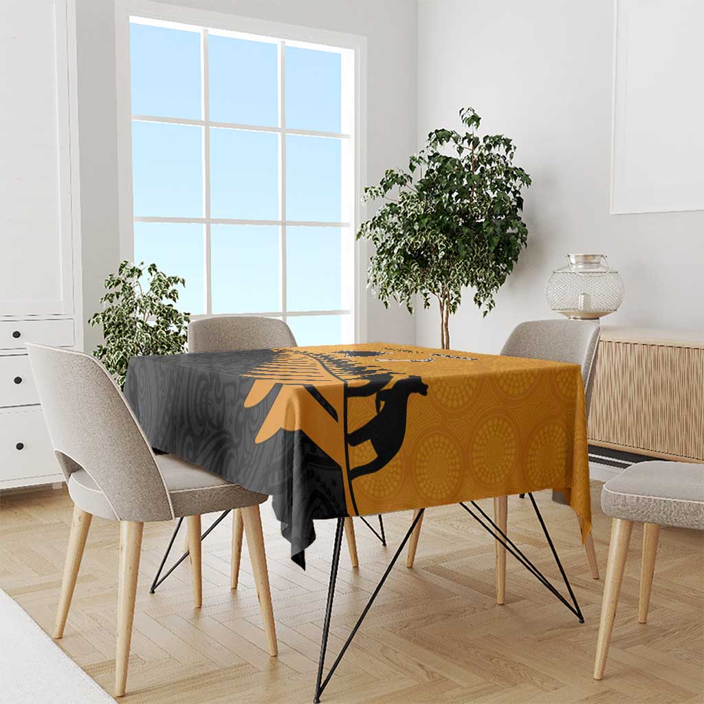 Australia New Zealand Rugby Tablecloth Gold Aboriginal Wallabies and Maori Black Fern - Aussie Hoodie