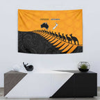 Australia New Zealand Rugby Tapestry Gold Aboriginal Wallabies and Maori Black Fern - Aussie Hoodie