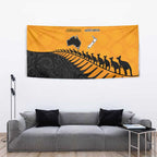 Australia New Zealand Rugby Tapestry Gold Aboriginal Wallabies and Maori Black Fern - Aussie Hoodie