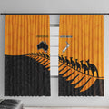 Australia New Zealand Rugby Window Curtain Gold Aboriginal Wallabies and Maori Black Fern - Aussie Hoodie