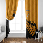 Australia New Zealand Rugby Window Curtain Gold Aboriginal Wallabies and Maori Black Fern - Aussie Hoodie