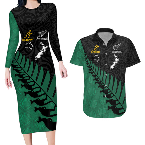 australia-wallabies-and-aotearoa-rugby-couples-matching-long-sleeve-bodycon-dress-and-hawaiian-shirt-kangaroo-black-fern-maori-green-vibe