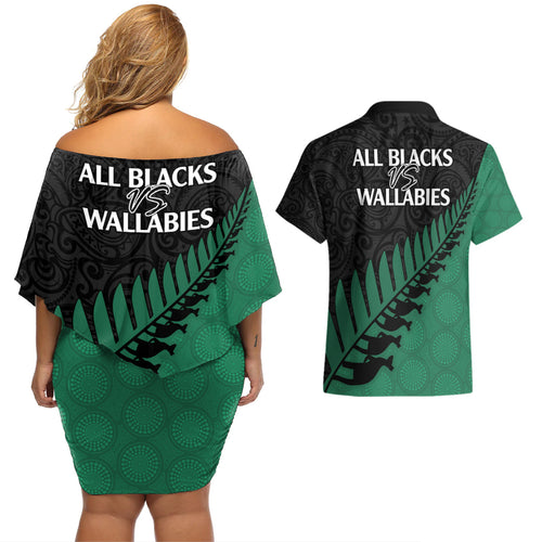 australia-wallabies-and-aotearoa-rugby-couples-matching-off-shoulder-short-dress-and-hawaiian-shirt-kangaroo-black-fern-maori-green-vibe