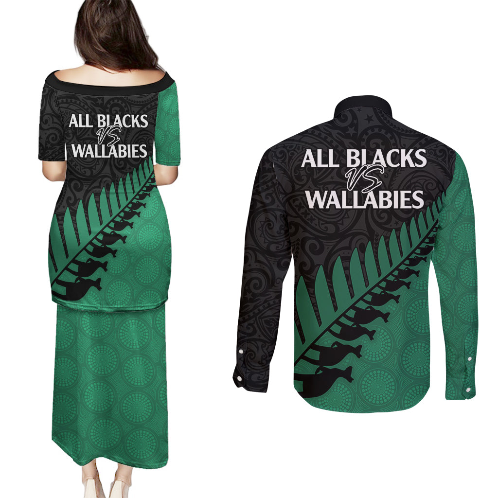 australia-wallabies-and-aotearoa-rugby-couples-matching-puletasi-dress-and-long-sleeve-button-shirts-kangaroo-black-fern-maori-green-vibe