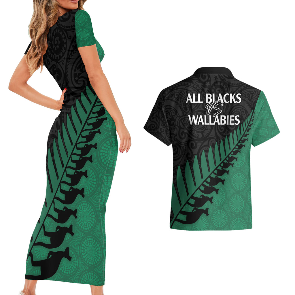 australia-wallabies-and-aotearoa-rugby-couples-matching-short-sleeve-bodycon-dress-and-hawaiian-shirt-kangaroo-black-fern-maori-green-vibe