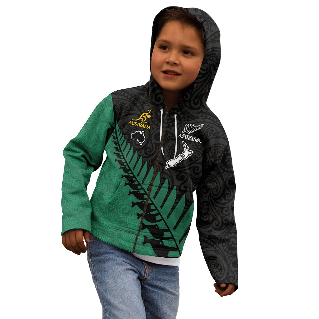 australia-wallabies-and-aotearoa-rugby-kid-hoodie-kangaroo-black-fern-maori-green-vibe