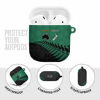 Australia New Zealand Rugby AirPods Case Green Aboriginal Wallabies and Maori Black Fern - Aussie Hoodie