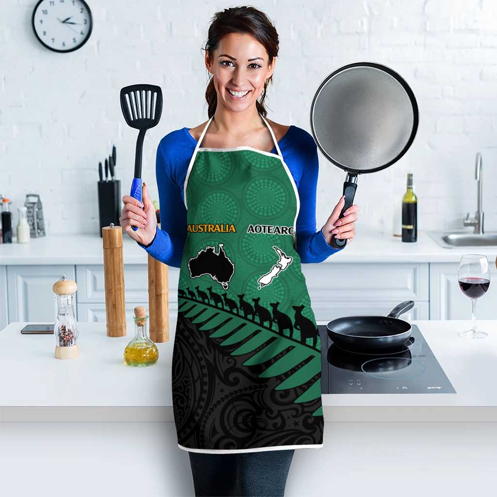 Australia New Zealand Rugby Apron Green Aboriginal Wallabies and Maori Black Fern - Aussie Hoodie