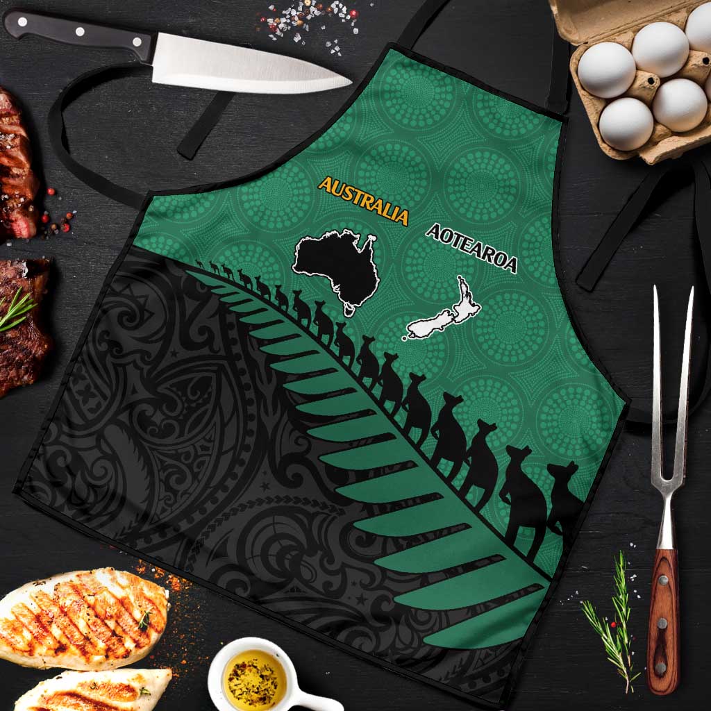 Australia New Zealand Rugby Apron Green Aboriginal Wallabies and Maori Black Fern - Aussie Hoodie